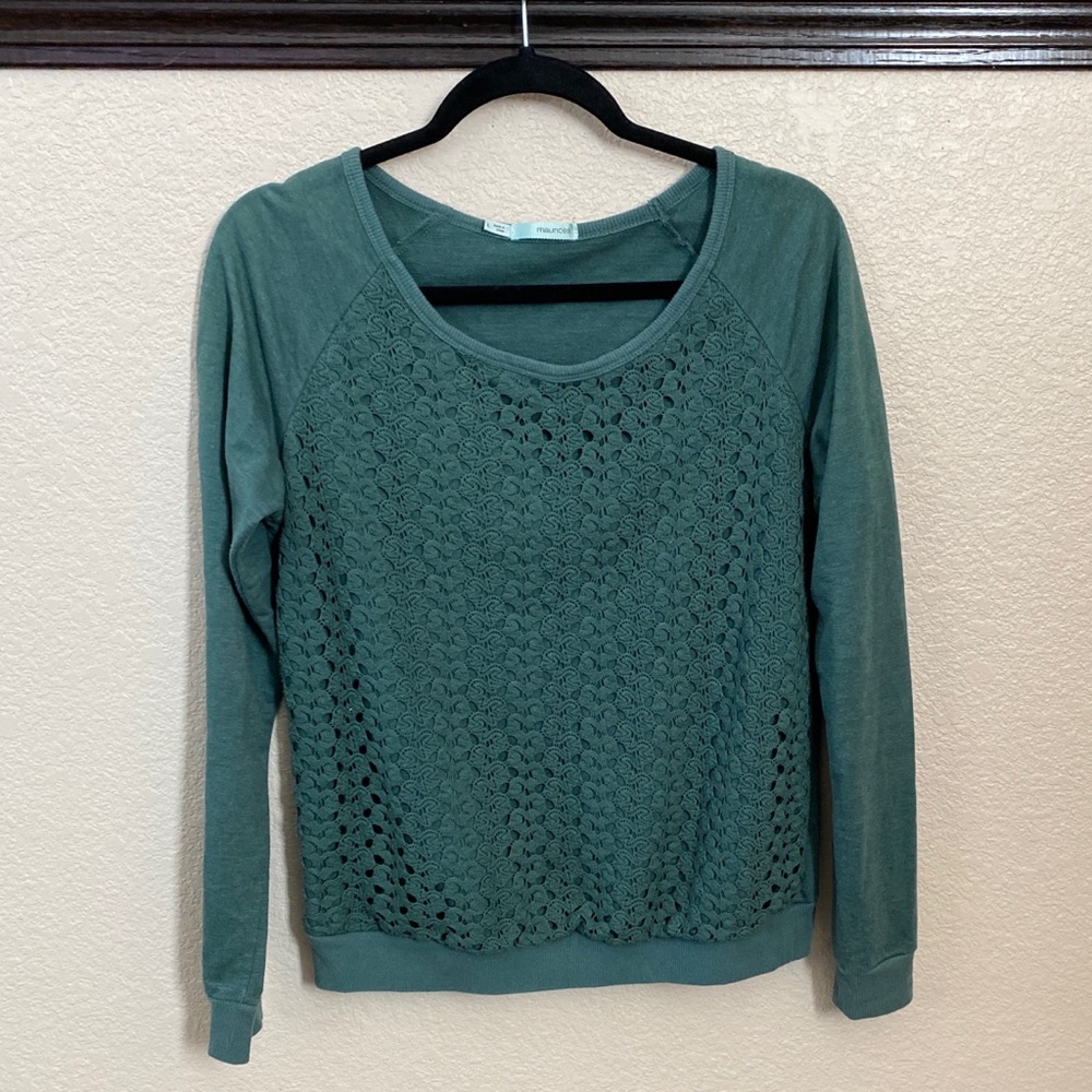 Maurices Long Sleeve Top with Crocheted Front